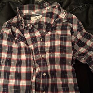 Old Navy Men's Navy and Red Plaid Button Down Shirt